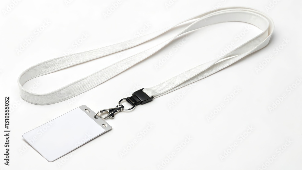 White Lanyard with Blank ID Holder White Lanyard with Blank ID Holder