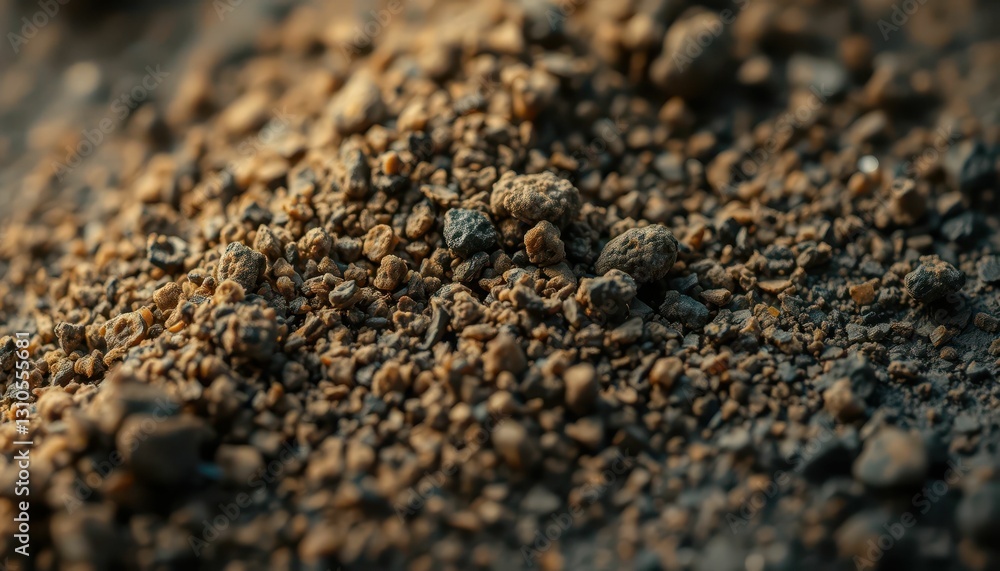 Close-Up of Natural Soil Texture with Small Rocks and Granules Close-Up of Natural Soil Texture with Small Rocks and Granules