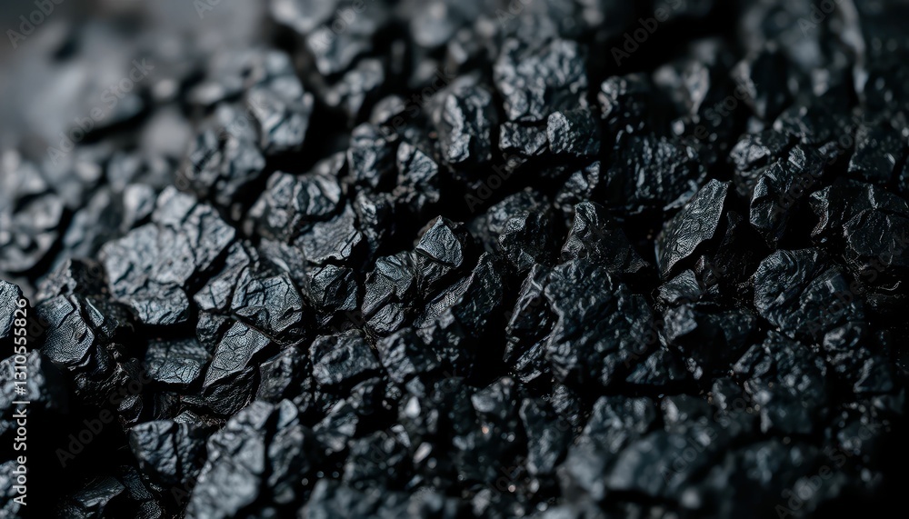 Close-Up View of Textured Black Coal Fragments on Dark Surface Close-Up View of Textured Black Coal Fragments on Dark Surface