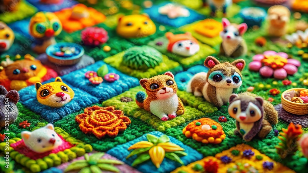Fototapeta premium Joyful Animal Patchwork: Miniature Cell Structure, Tilt-Shift Photography