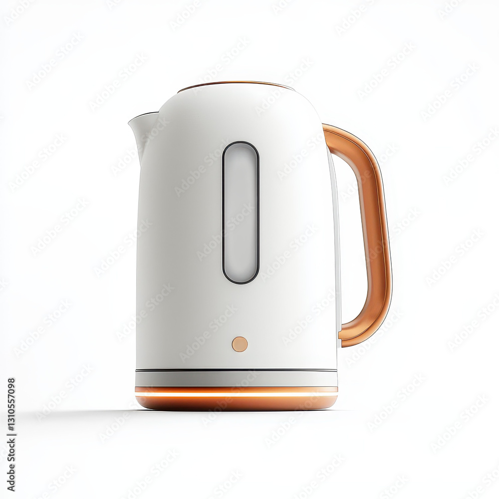 A sleek, modern electric kettle with a white body and wooden handle, designed for efficient boiling and stylish kitchen aesthetics. A sleek, modern electric kettle with a white body and wooden handle, designed for efficient boiling and stylish kitchen aesthetics.