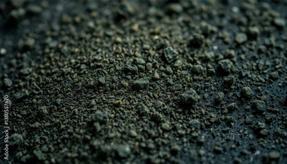 Detailed Close-Up of Dark Granular Material on Surface Detailed Close-Up of Dark Granular Material on Surface