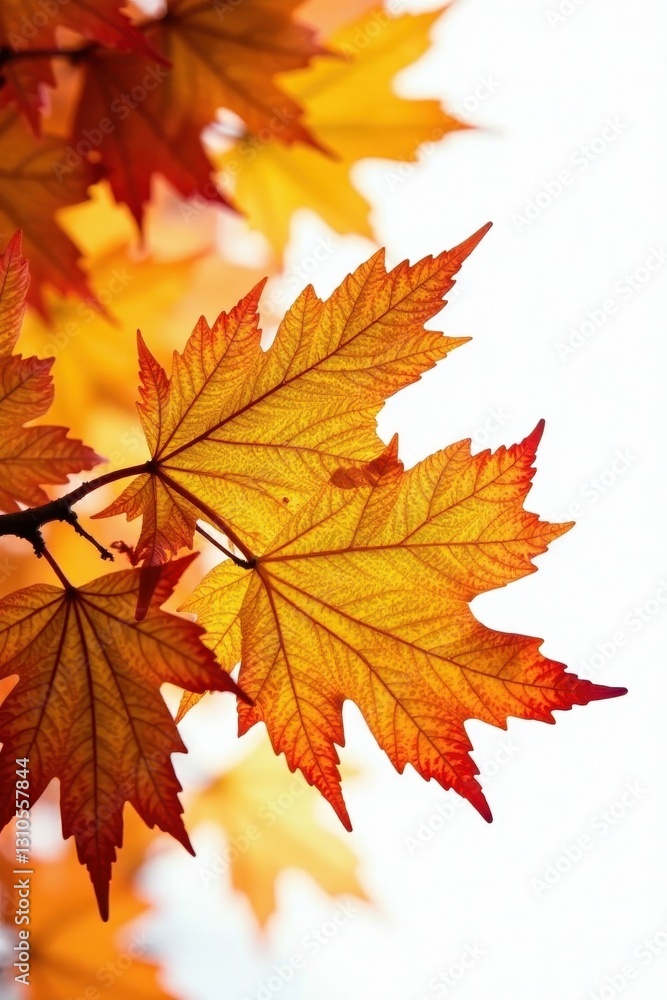 Bright, glossy beech leaves against pure white, pure white backdrop, leaf texture Bright, glossy beech leaves against pure white, pure white backdrop, leaf texture
