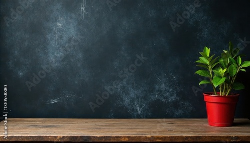 Aged black wood chalkboard tabletop, grey backdrop Back to school, Black Friday , grunge, old