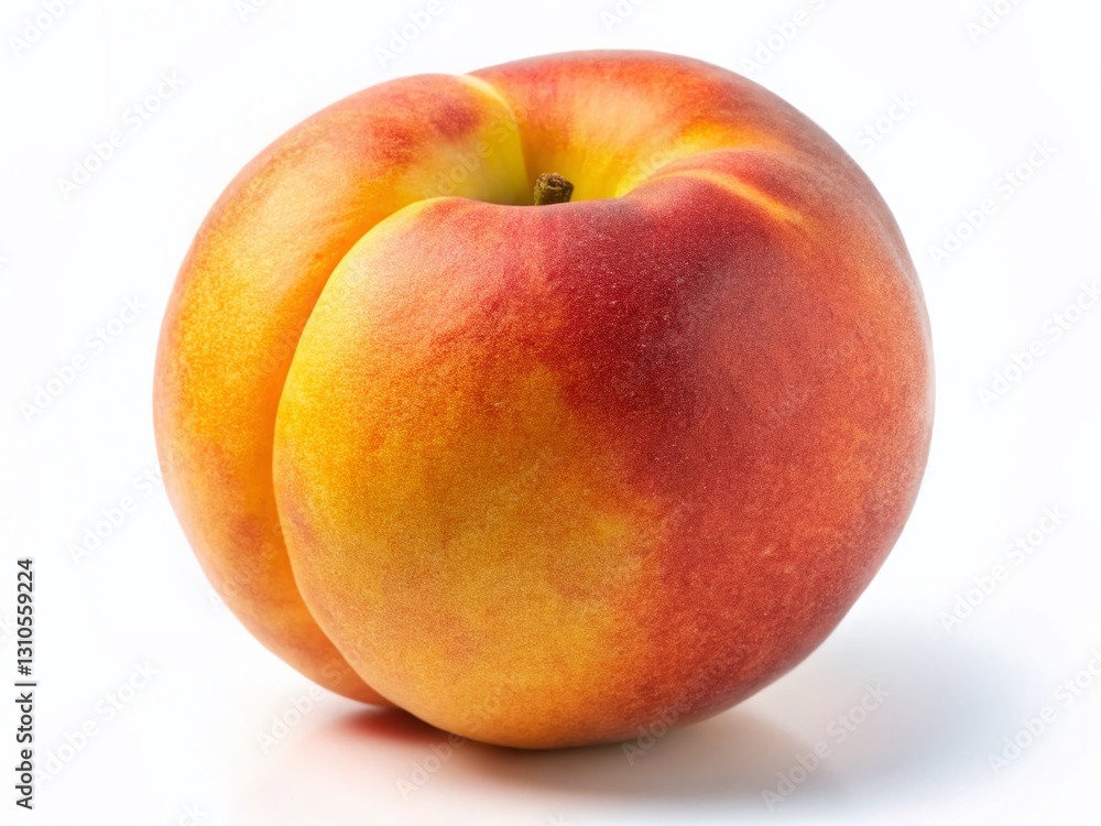 Juicy Ripe Flat Peach Isolated on White, Delicious Summer Fruit, Low Light Photography Juicy Ripe Flat Peach Isolated on White, Delicious Summer Fruit, Low Light Photography
