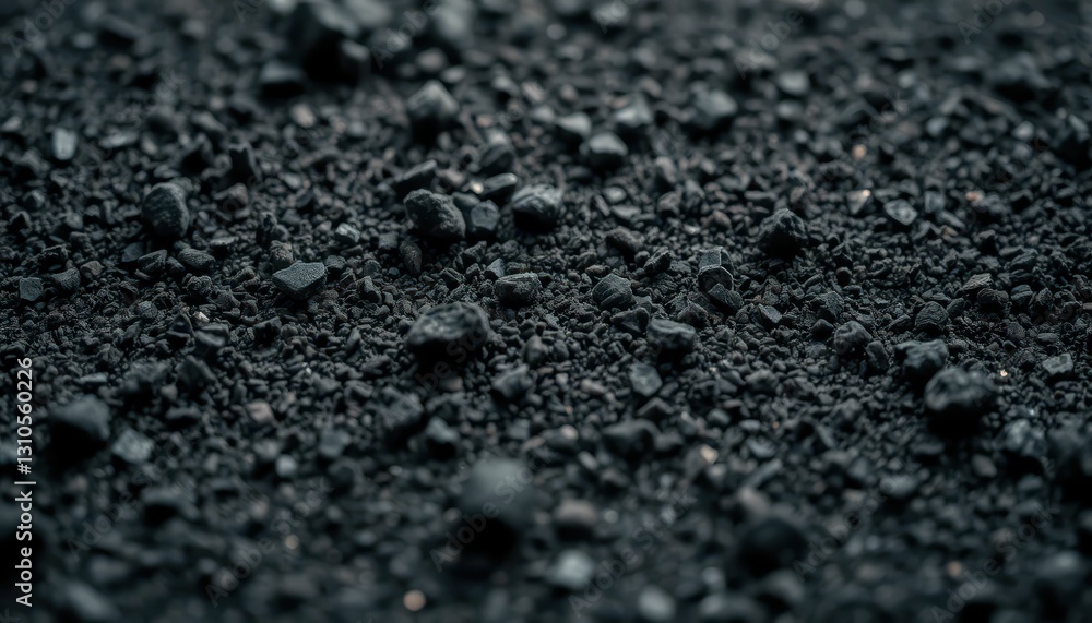 Textured Surface of Fine Black Ash or Charcoal Granules Close-Up Textured Surface of Fine Black Ash or Charcoal Granules Close-Up