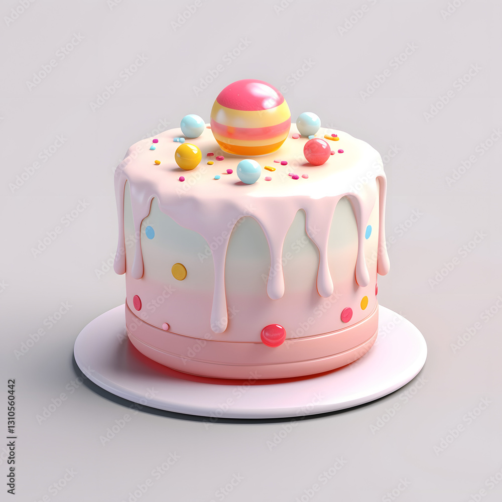Digital technology 3D colorful cute cake icon Digital technology 3D colorful cute cake icon
