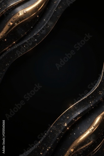 Abstract black gold curves, elegant luxury background, graphic, illustration