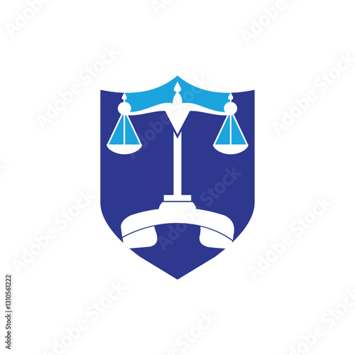 Law call vector logo design template. Handset and balance icon design.