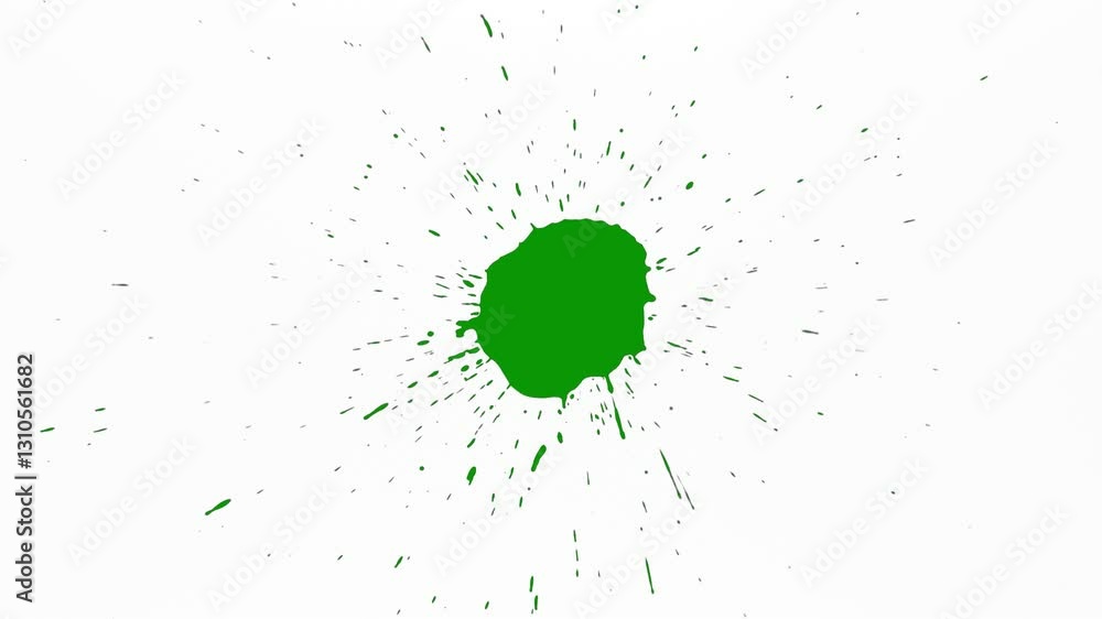 Green ink splat on white background with green screen chromakey, ideal ...