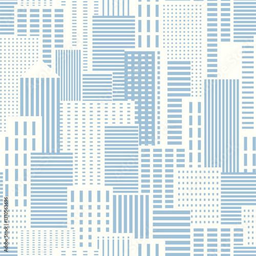 City landscape vector background. Simple flat geometric seamless pattern. Houses and buildings abstract illustration