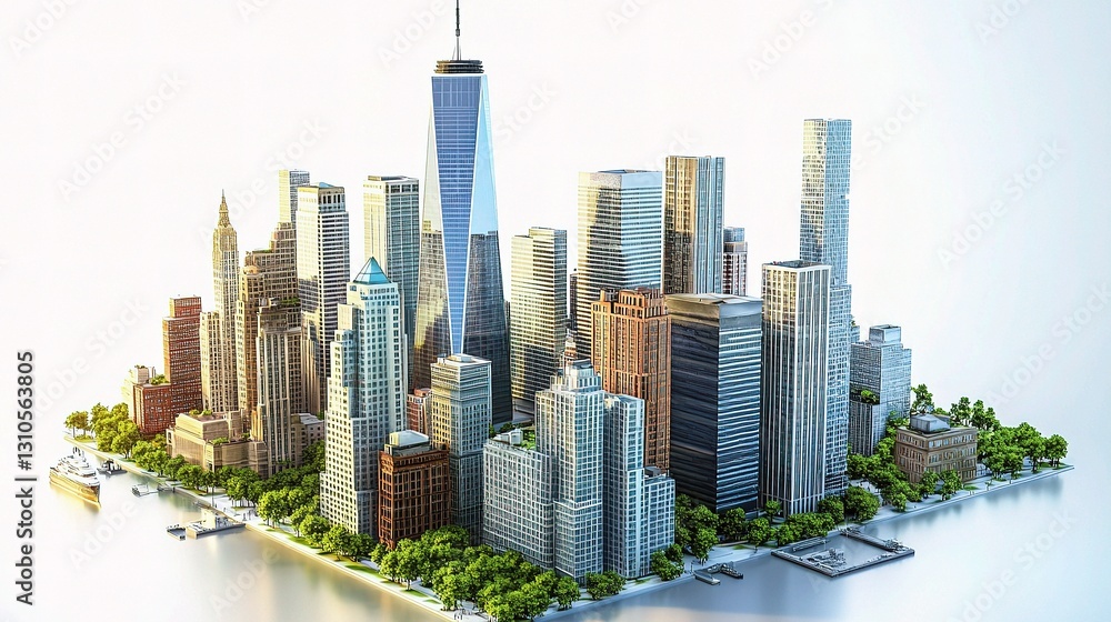 Fototapeta premium Skyline of Modern High-Rise Buildings in Urban Environment