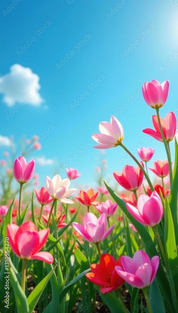 Vibrant spring blooms under a flawless azure sky, outdoor, sunshine, perfect Vibrant spring blooms under a flawless azure sky, outdoor, sunshine, perfect