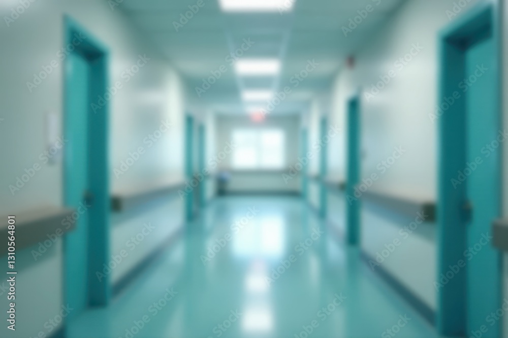 Blurred hospital corridor background, sterile and calming , light, calm, clean Blurred hospital corridor background, sterile and calming , light, calm, clean