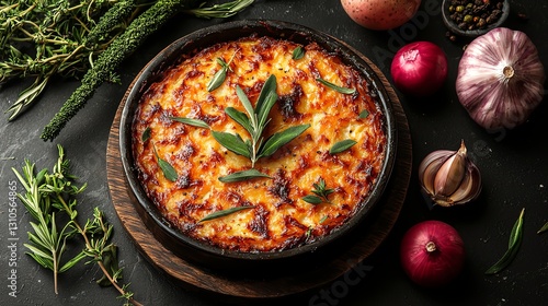 Delicious freshly baked pizza topped with herbs, perfect for culinary delights.