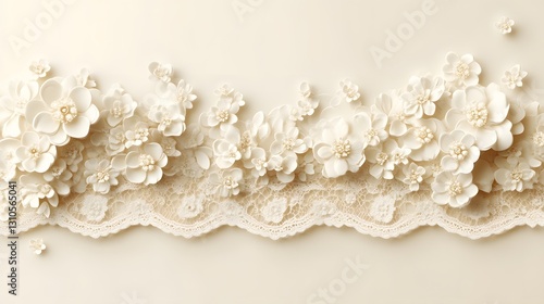 Ornate white floral cake topper border