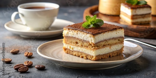 Wallpaper Mural Dessert plate with layered tiramisu, coffee cake alternative Torontodigital.ca