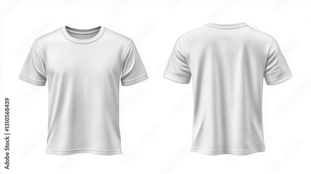 A front and back view of a plain, pearl white, short-sleeve t-shirt, with a crew neck A front and back view of a plain, pearl white, short-sleeve t-shirt, with a crew neck