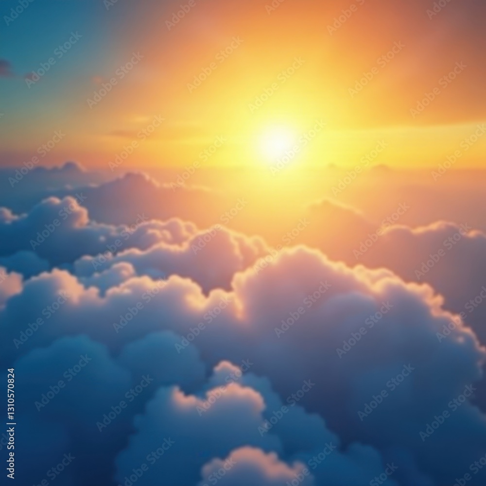 Bright sun, heat waves rising, fluffy clouds drift across clear morning sky , outdoor, glow, heatwave Bright sun, heat waves rising, fluffy clouds drift across clear morning sky , outdoor, glow, heatwave