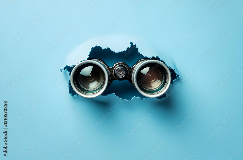 Explorative Binoculars Resting on a Soft Blue Surface Symbolizing Curiosity and Observation in the Pursuit of Adventure and Discovery Explorative Binoculars Resting on a Soft Blue Surface Symbolizing Curiosity and Observation in the Pursuit of Adventure and Discovery