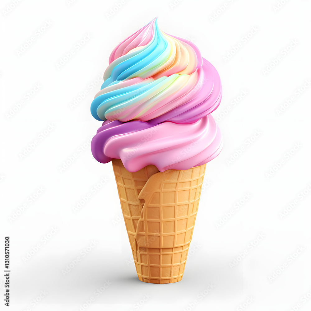 Digital technology 3d colorful cute ice cream icon Digital technology 3d colorful cute ice cream icon