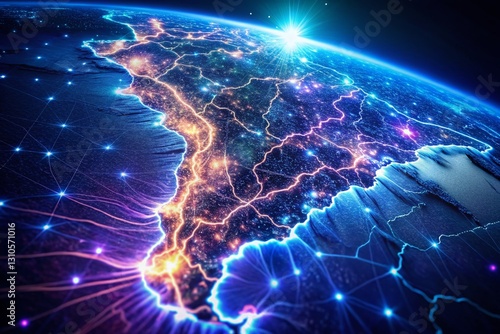 Long Exposure Night Photography of Modern Misiones, Argentina Map