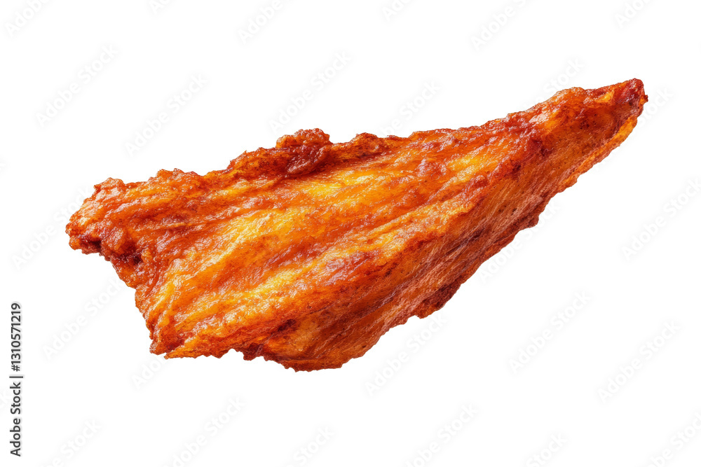 Piece of fried food with a crispy texture and a golden brown color, isolated Piece of fried food with a crispy texture and a golden brown color, isolated