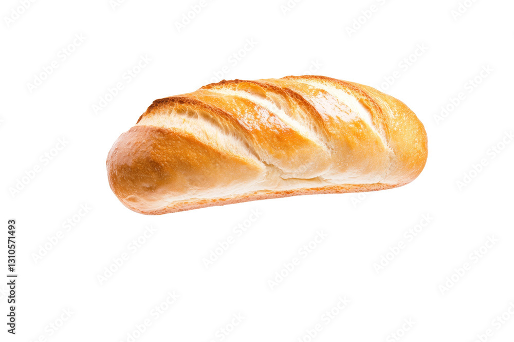 Long white bread loaf with a crust, isolated Long white bread loaf with a crust, isolated