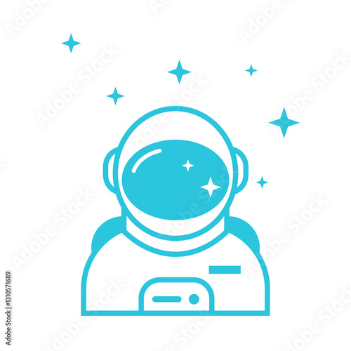 Breathing Astronaut Gear icon, Isolated on white background. Blue icon set.