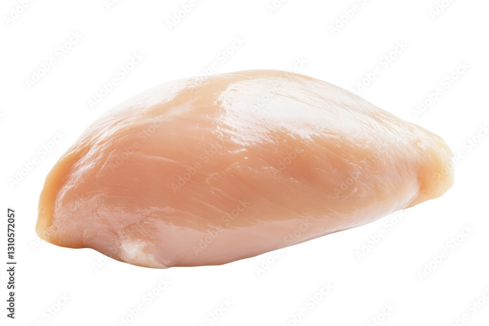 Piece of chicken is sitting on a white background, isolated Piece of chicken is sitting on a white background, isolated