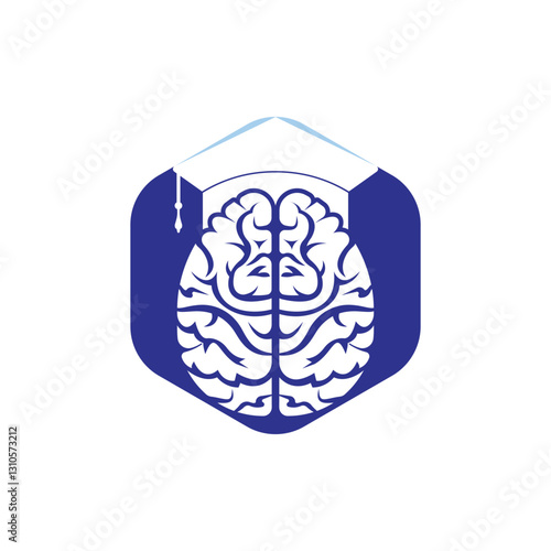 Brain and graduation cap icon design. Educational and institutional logo design.