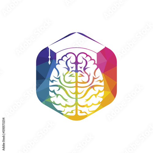 Brain and graduation cap icon design. Educational and institutional logo design.