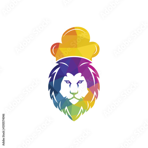 Chef lion vector logo design template. Food restaurant logo concept.