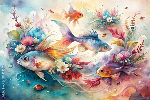 Long Exposure Watercolor Floral Boho Fish Name Identification Chart