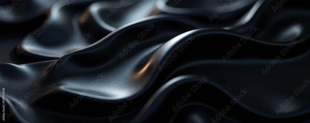 Obraz premium Smooth, high-gloss black plastic reflecting light , surface, reflection, pattern