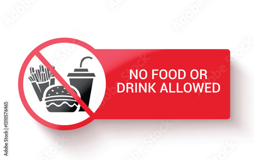 No food no drink allowed sign icon clipart. Shopping clothing warning signages clip art in red signboard public notice information graphic design vector illustration.
