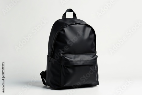 Sleek black backpack; zipper, adjustable strap , background, rucksack