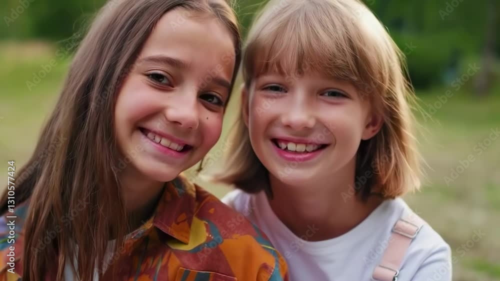 Sibling's Day Celebration, happy little girls Sibling's Day Celebration, happy little girls