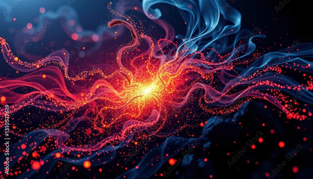 Abstract Energy Waves in Vibrant Reds and Blues with Sparkles Abstract Energy Waves in Vibrant Reds and Blues with Sparkles