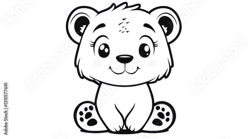 Adorable sitting polar bear illustration with big eyes and a friendly smile