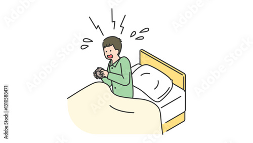 睡眠：朝寝坊をした男性