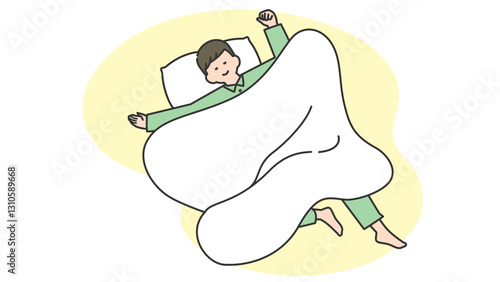 睡眠：寝相の悪い男性