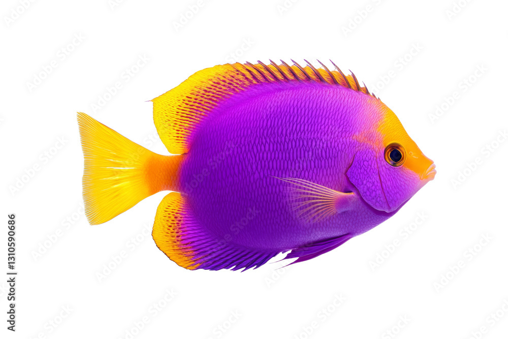 Naklejka premium Fish with a yellow tail and a pink body, isolated