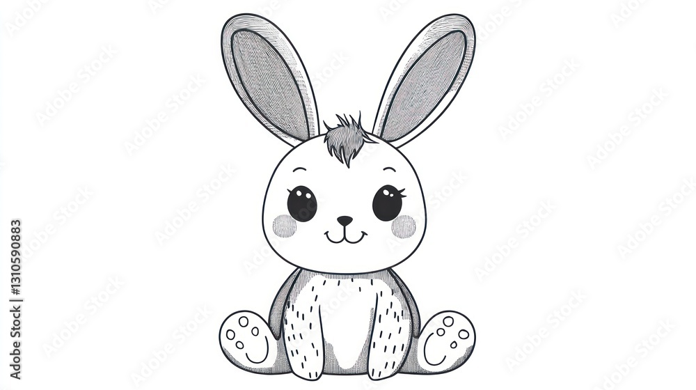 Obraz premium A cute cartoon bunny rabbit sitting with big expressive eyes