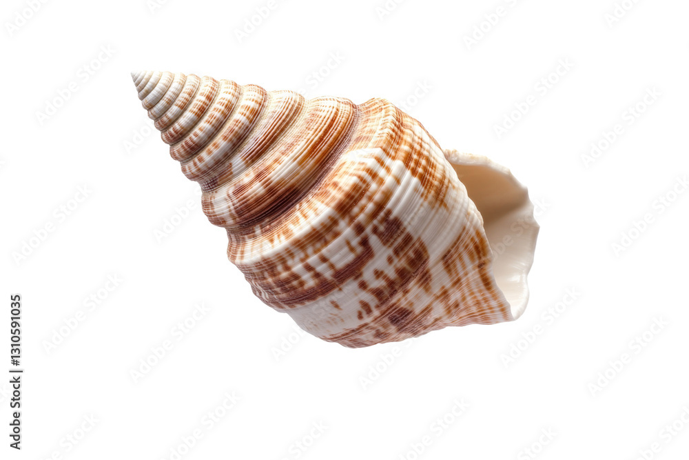 Shell with a brown and white spiral pattern, isolated Shell with a brown and white spiral pattern, isolated