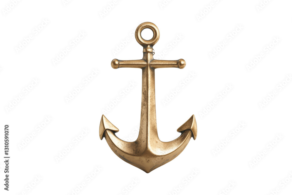 Gold anchor with a silver chain, isolated Gold anchor with a silver chain, isolated