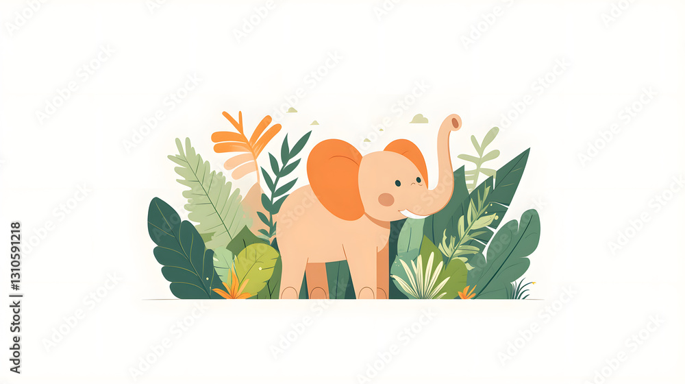 Fototapeta premium Cute cartoon elephant illustration