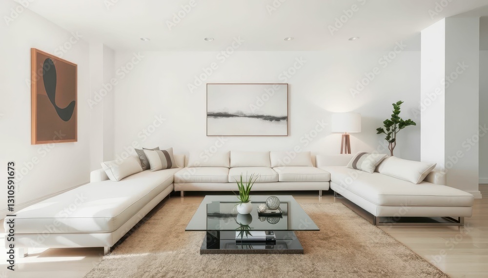 Fototapeta premium Modern and Minimalist Living Room with Elegant Furniture and Decor