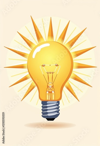 Lightbulb emitting sun rays, symbolizing clean energy