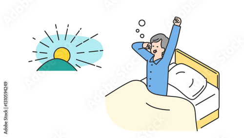 睡眠：朝、寝不足で目覚めるシニア男性